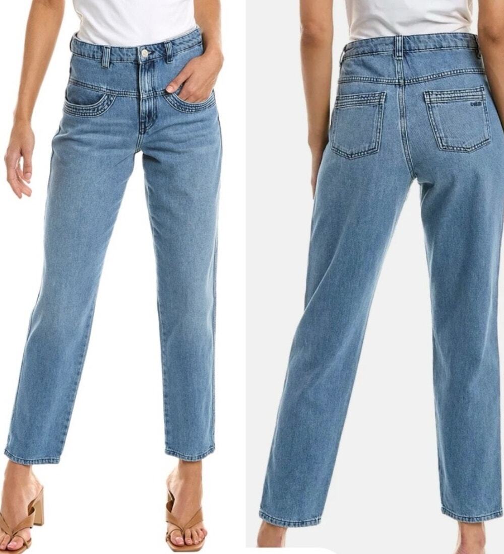 ba&sh Light Wash Blue Denim High Rise Tapered Leg Jeans Classic Womens Size XS